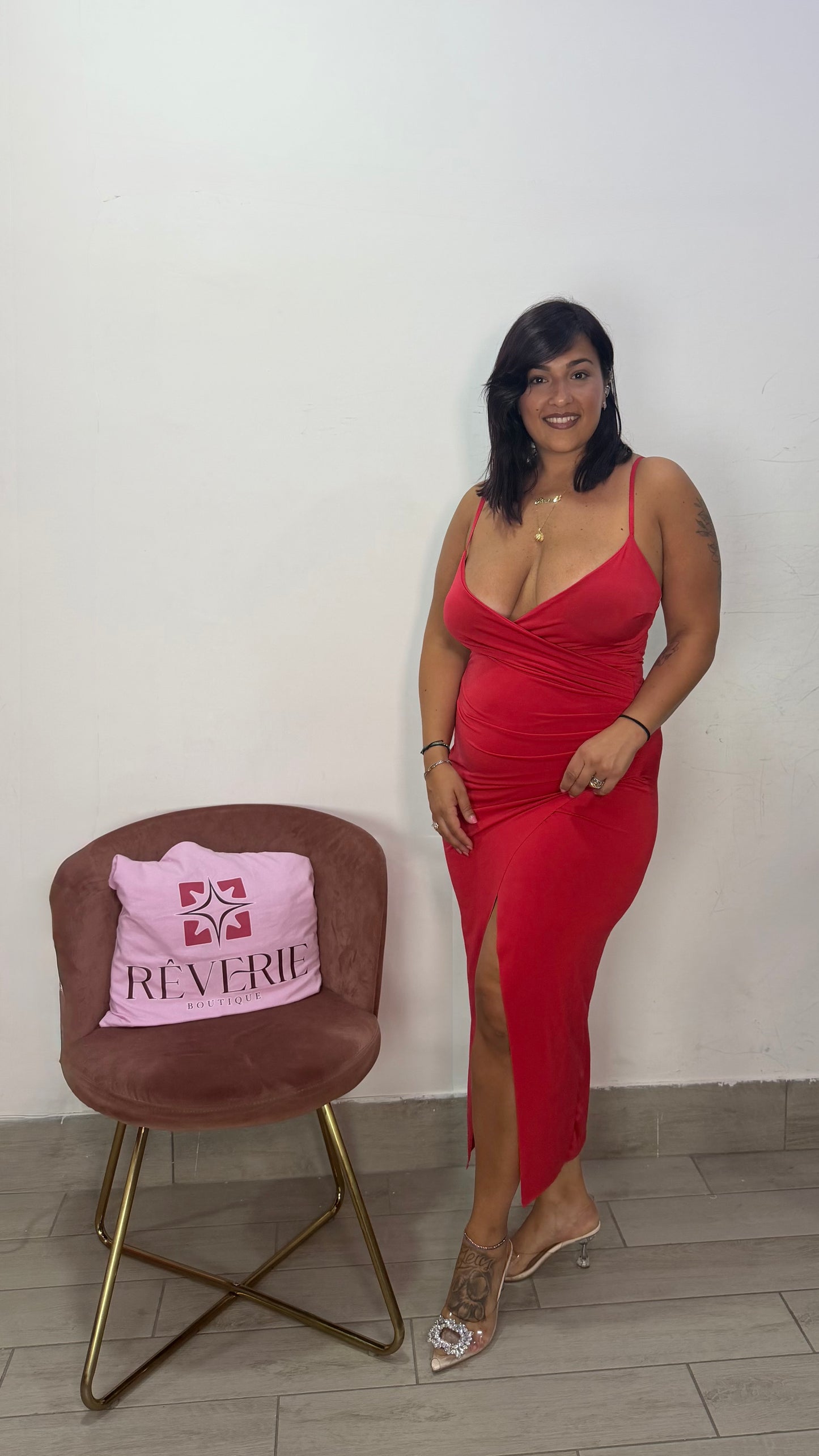 Dress Charlotte Rosso in tessuto 4-DC