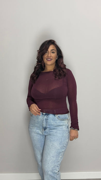 Shirt Velatissime scollo a barca Bordeaux 37981