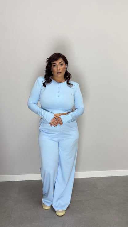 Coordinato Sis in tuta Azzurro con guantino e spalline FF44