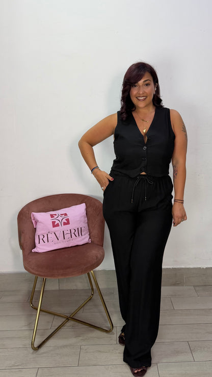 Coordinato Laura Nero in Lino ML12887