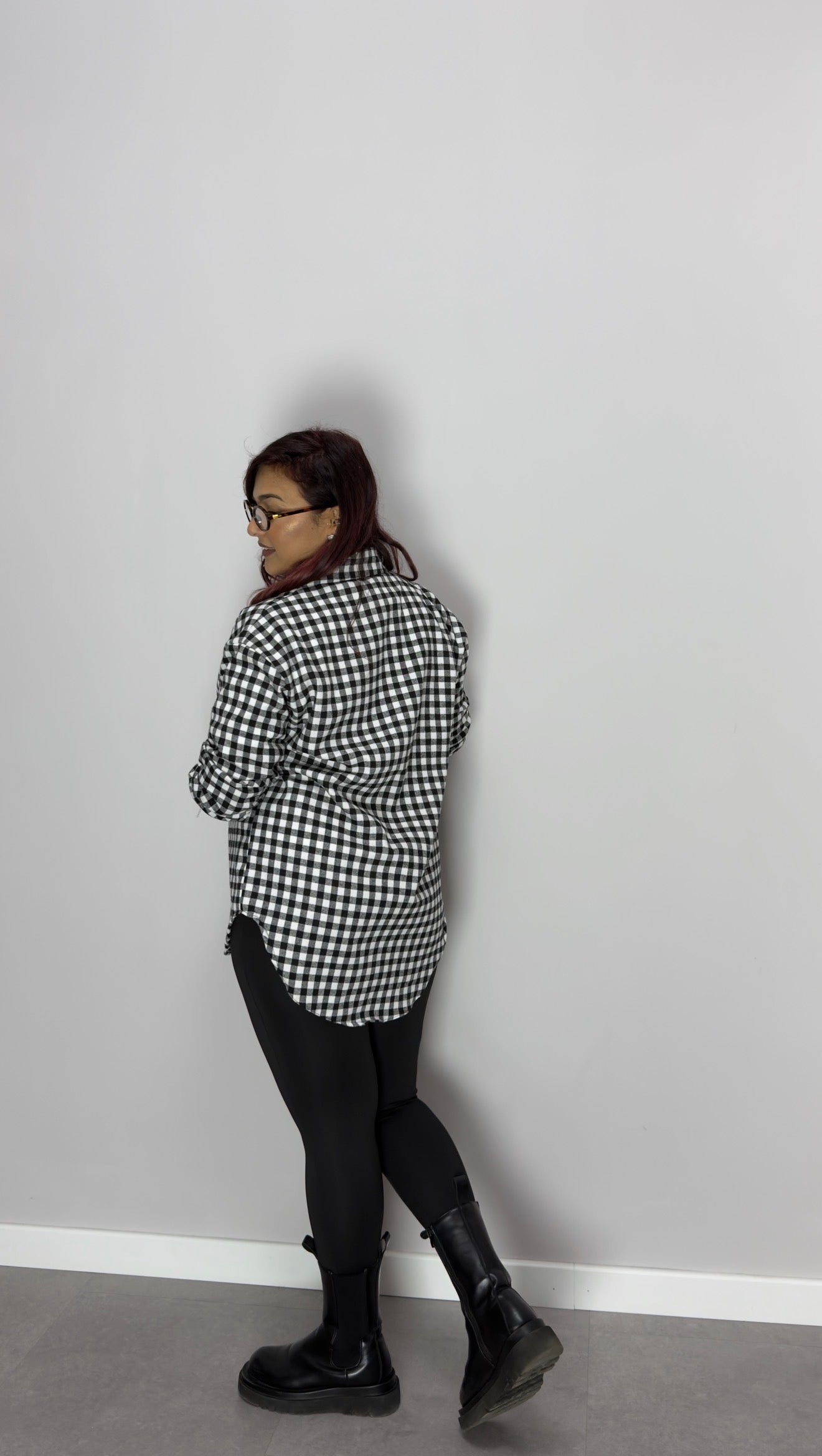 Camicia Nora Nera a Quadri in Cotone CN44