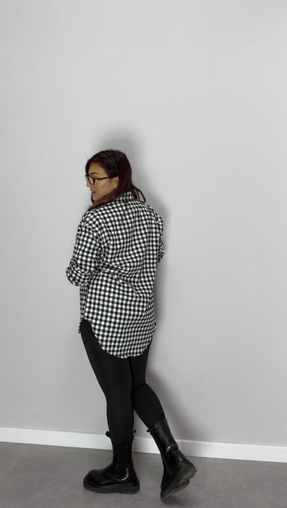 Camicia Nora Nera a Quadri in Cotone CN44