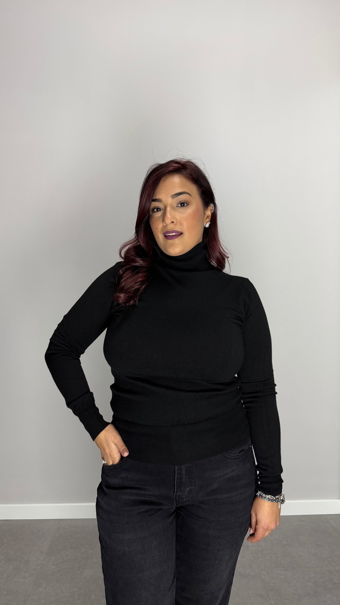 Pull Pring Collo Alto in lana rasata Nero 0803