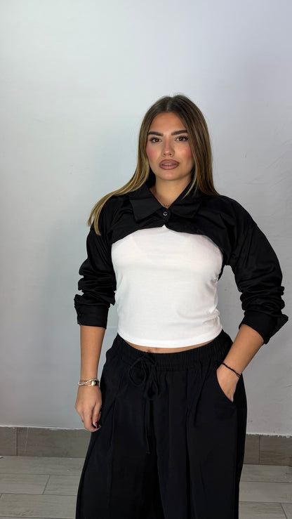 Top Nerea Nero canotta con Sovracamicia 60962