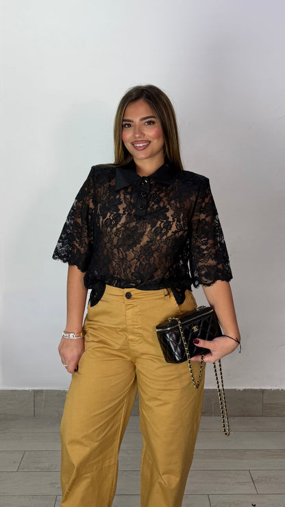 Maglia Polo Marta Nera con spalline 19372