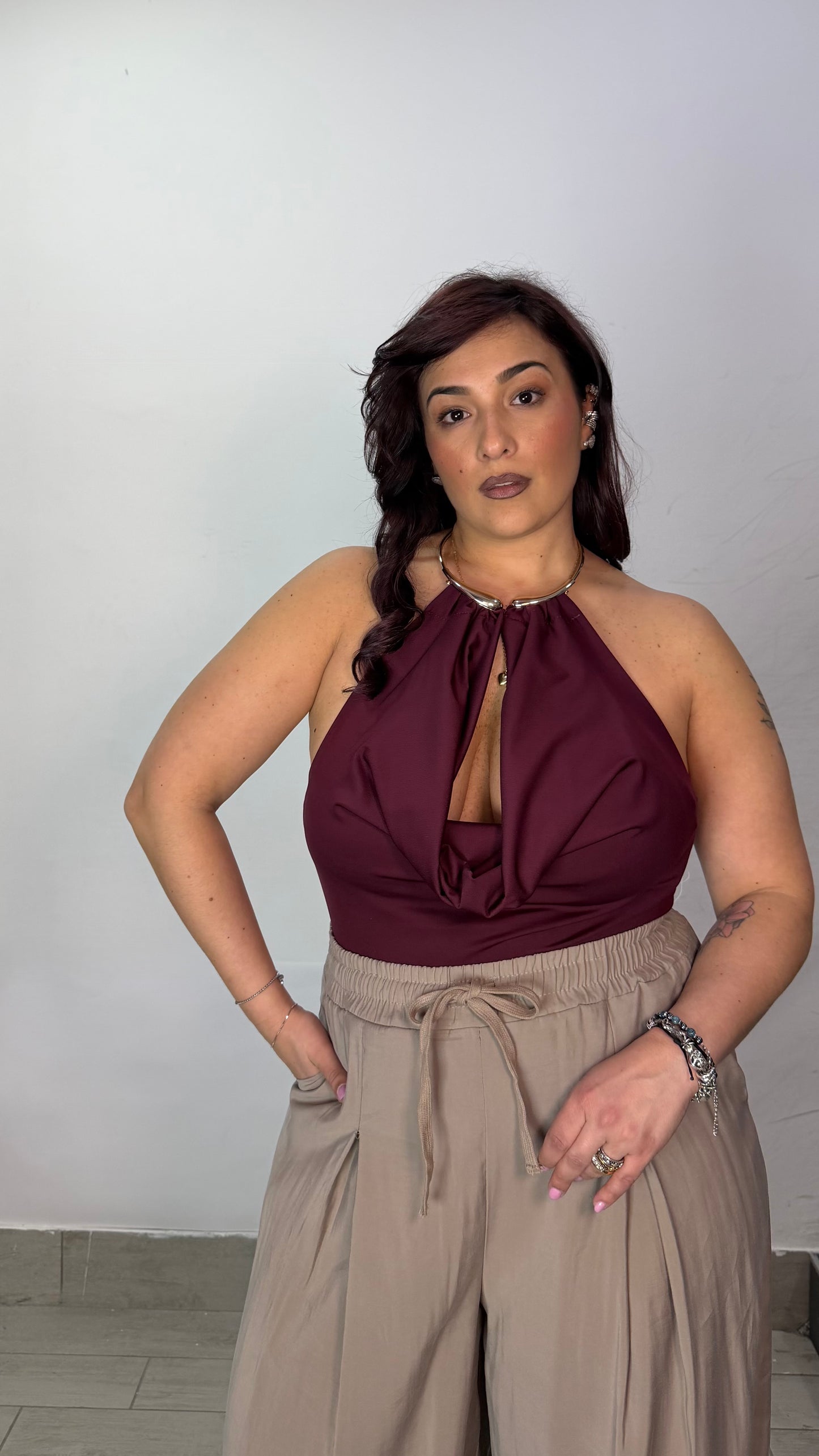 Body Chocker Bordeaux in Lycra 37962
