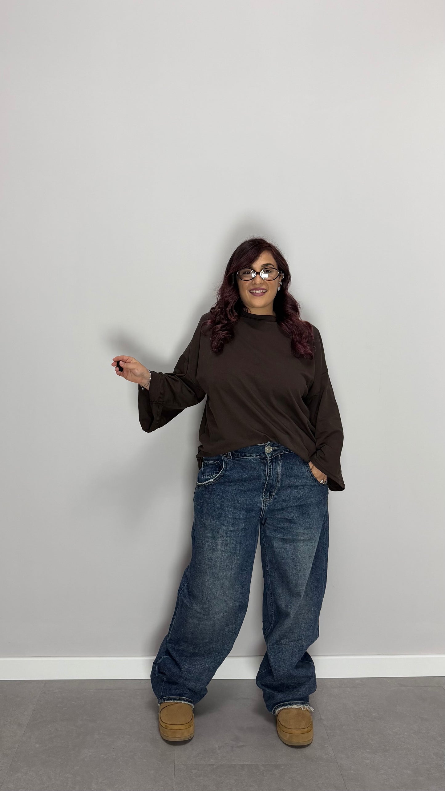 T-Shirt Silhouette con spalline Marrone TS44