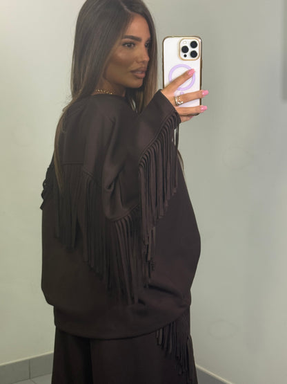 Tuta Casual con frange marrone Lumina 3378-77