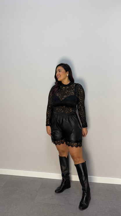 Pantaloncino Moon in pelle Nero PM44