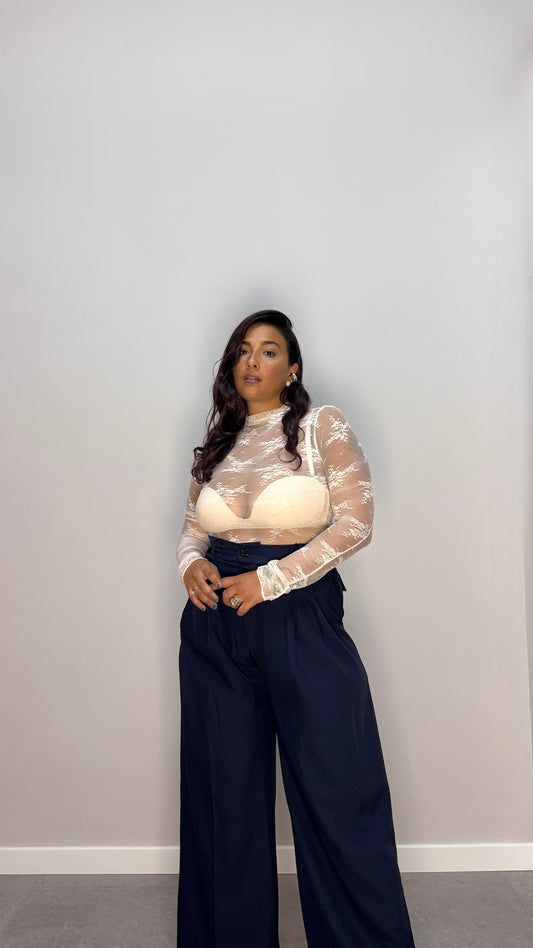 Maglia Aria Macramé Bianco 2612