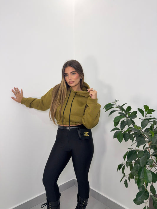 Felpa Mini Hood Felpata con Cappuccio Senape FM44