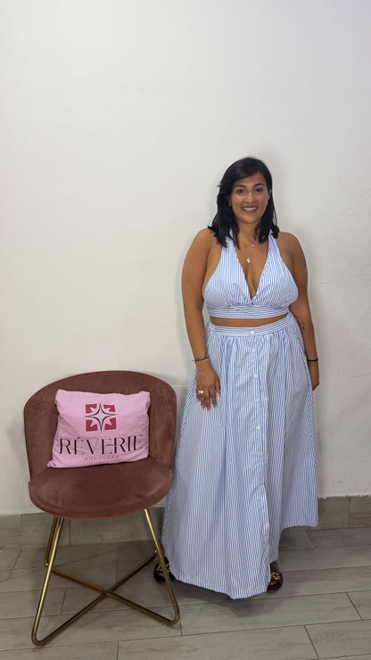 Coordinato Coco a righe Azzurro 44C