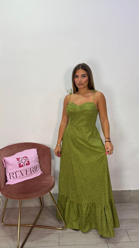 Dress Flavia Verde Acido in Sangallo MS57613