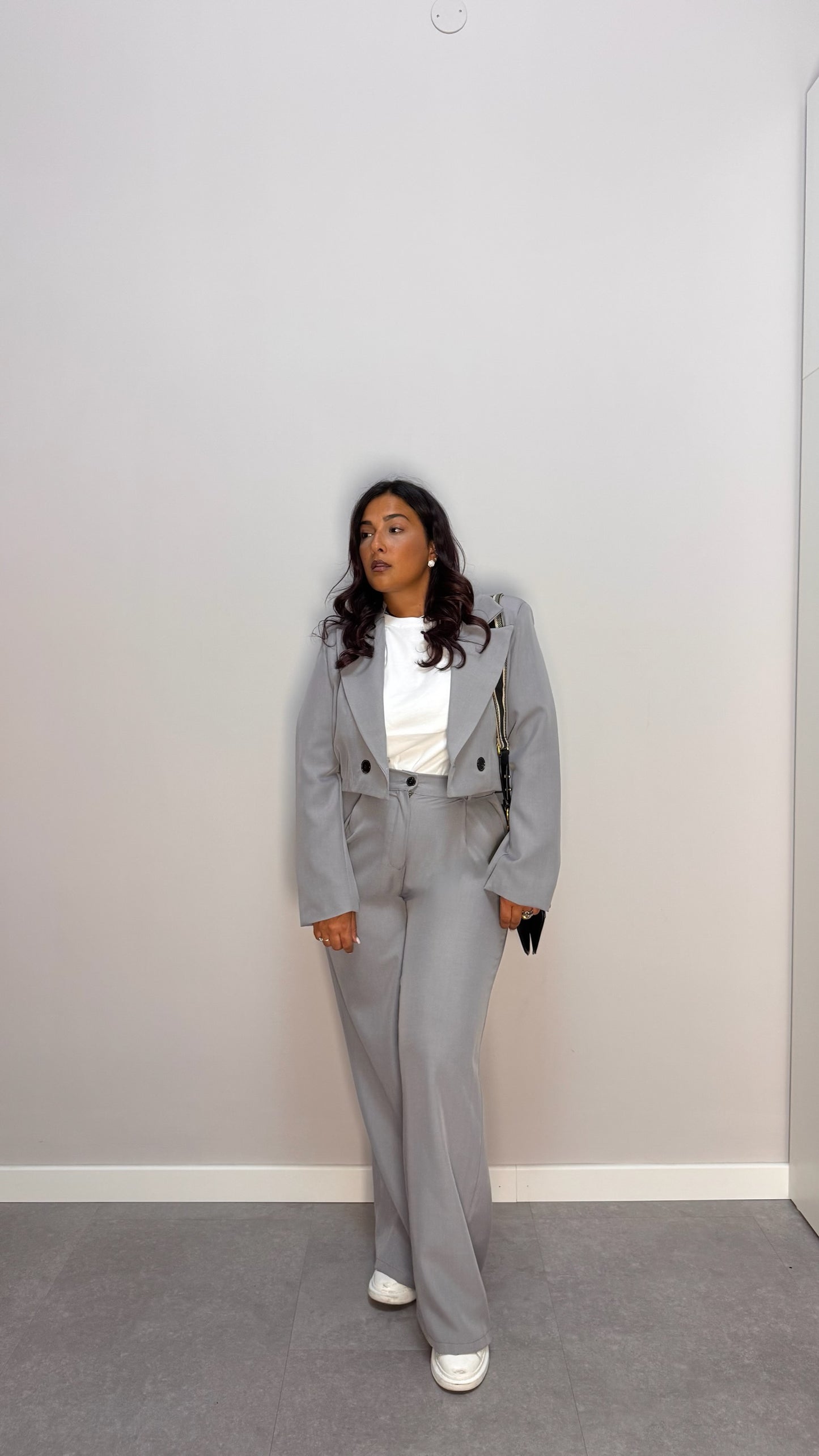 Tailleur cropped Grigio MLB10116