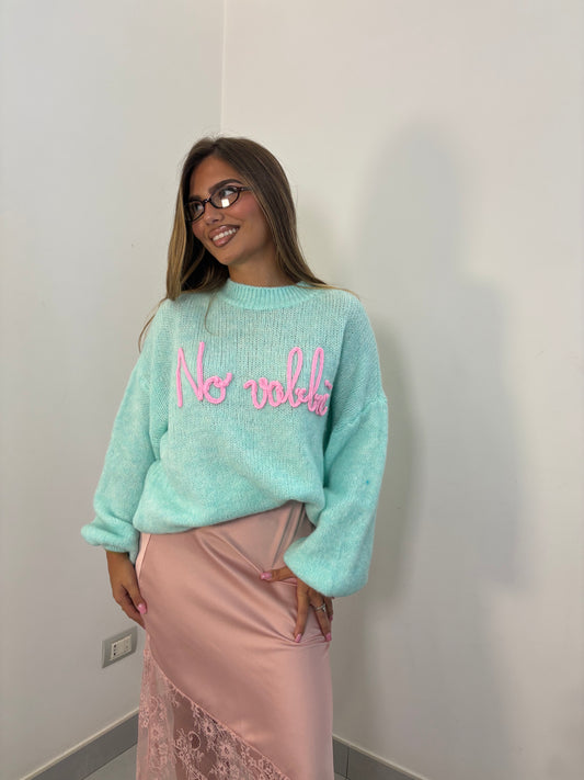 Maglione No Vabbè  Verde Acqua DS2702