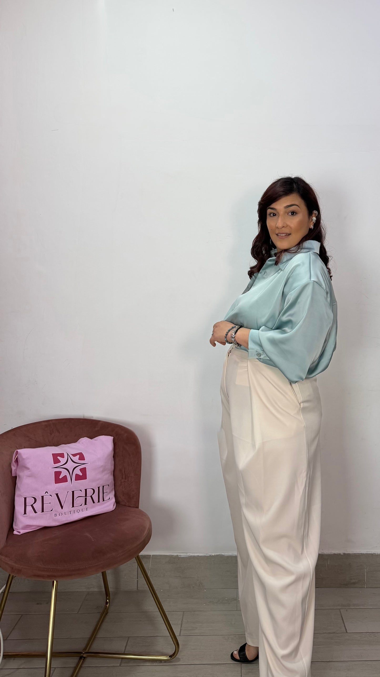 Pantalone Madison Panna con pinces M16090