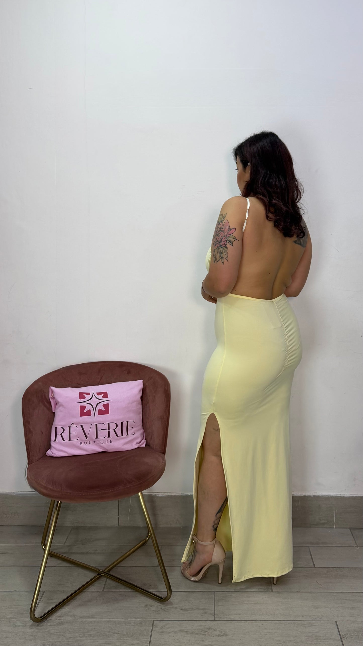 Dress Daisy Giallo in Lycra con arriccio 9960