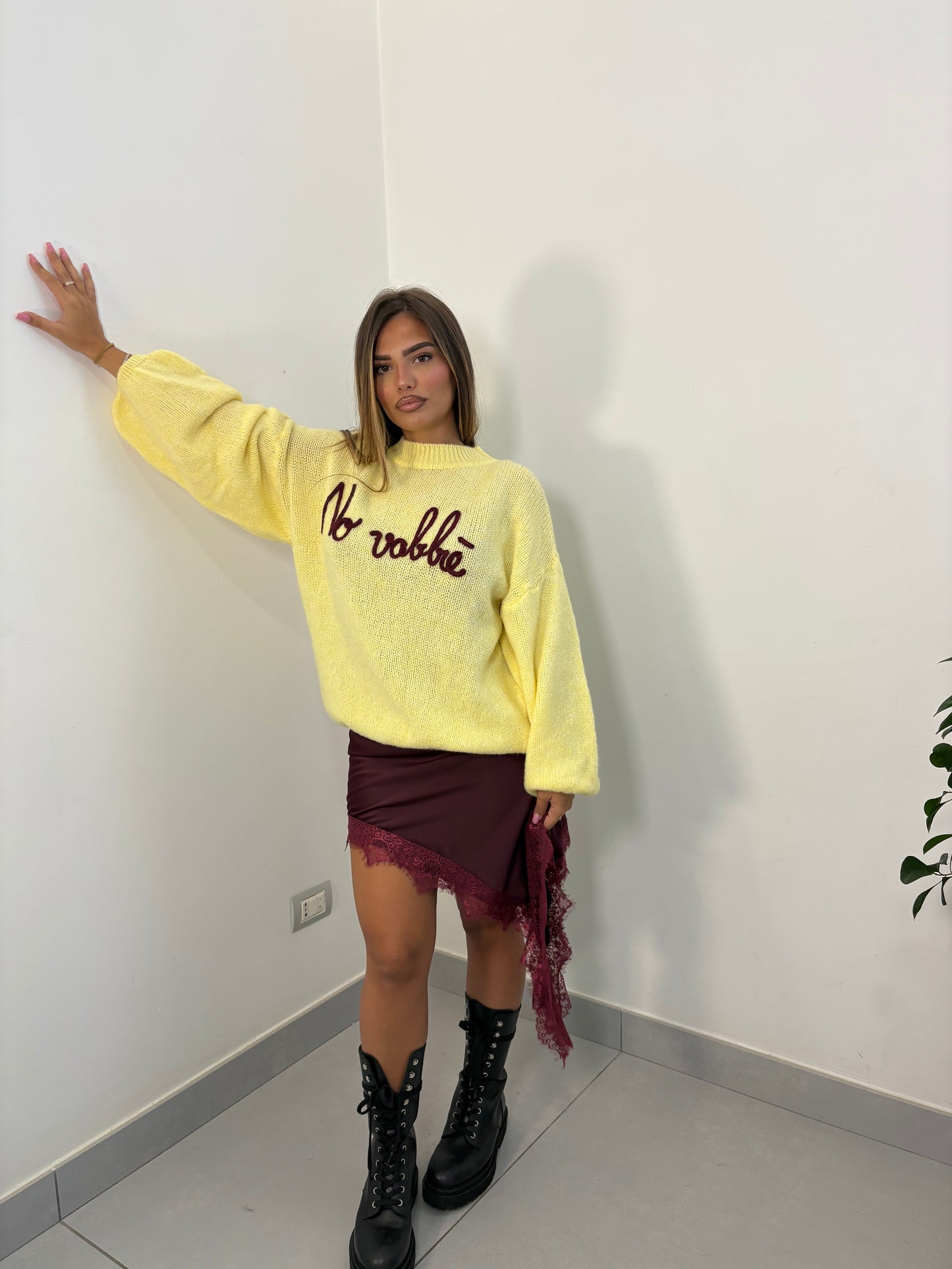 Maglione No Vabbè  Giallo DS2702