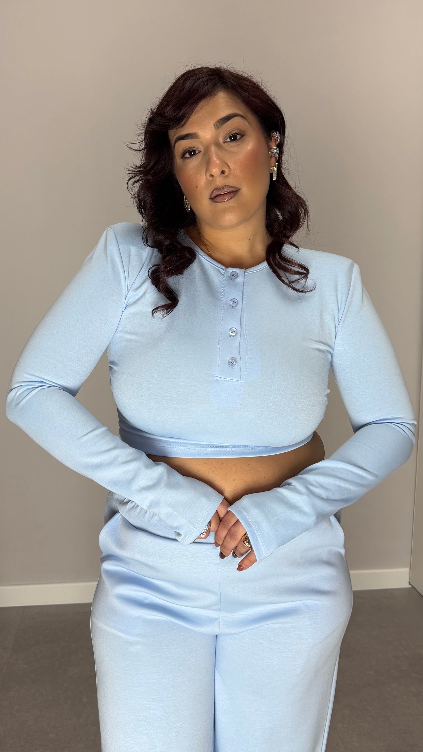 Coordinato Sis in tuta Azzurro con guantino e spalline FF44