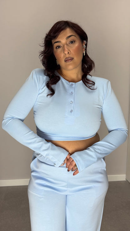 Coordinato Sis in tuta Azzurro con guantino e spalline FF44