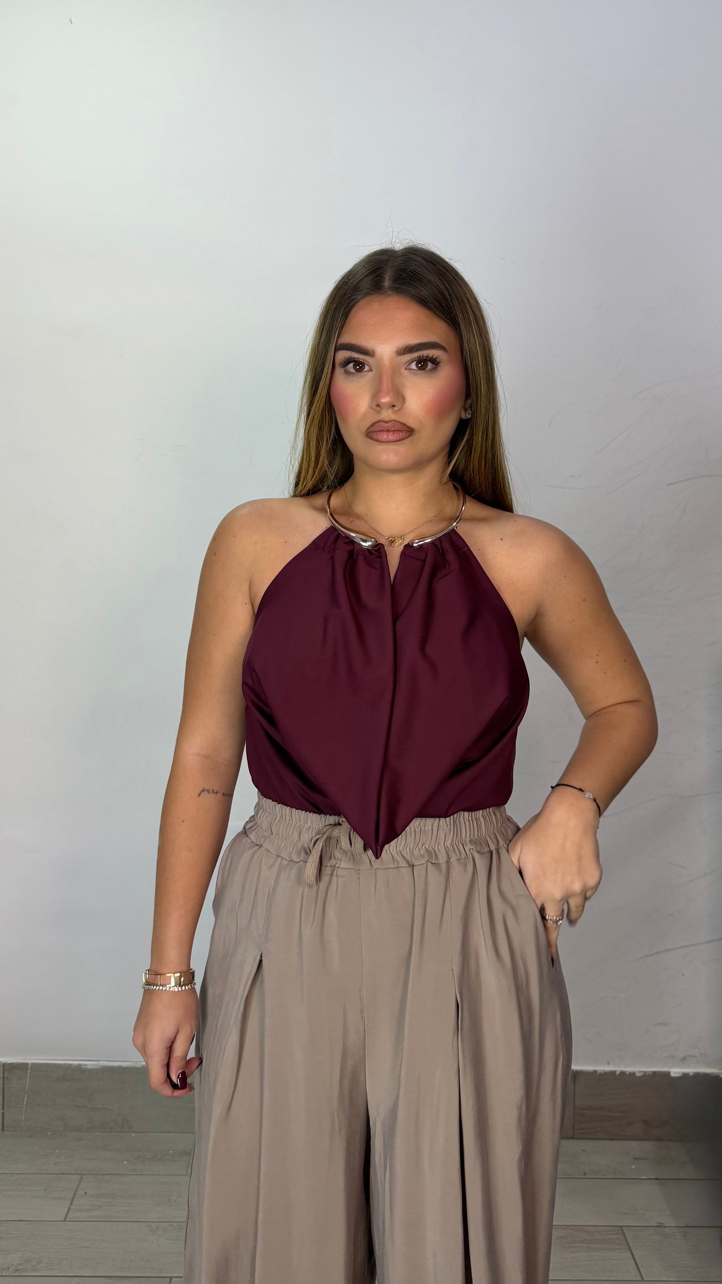 Body Chocker Bordeaux in Lycra 37962