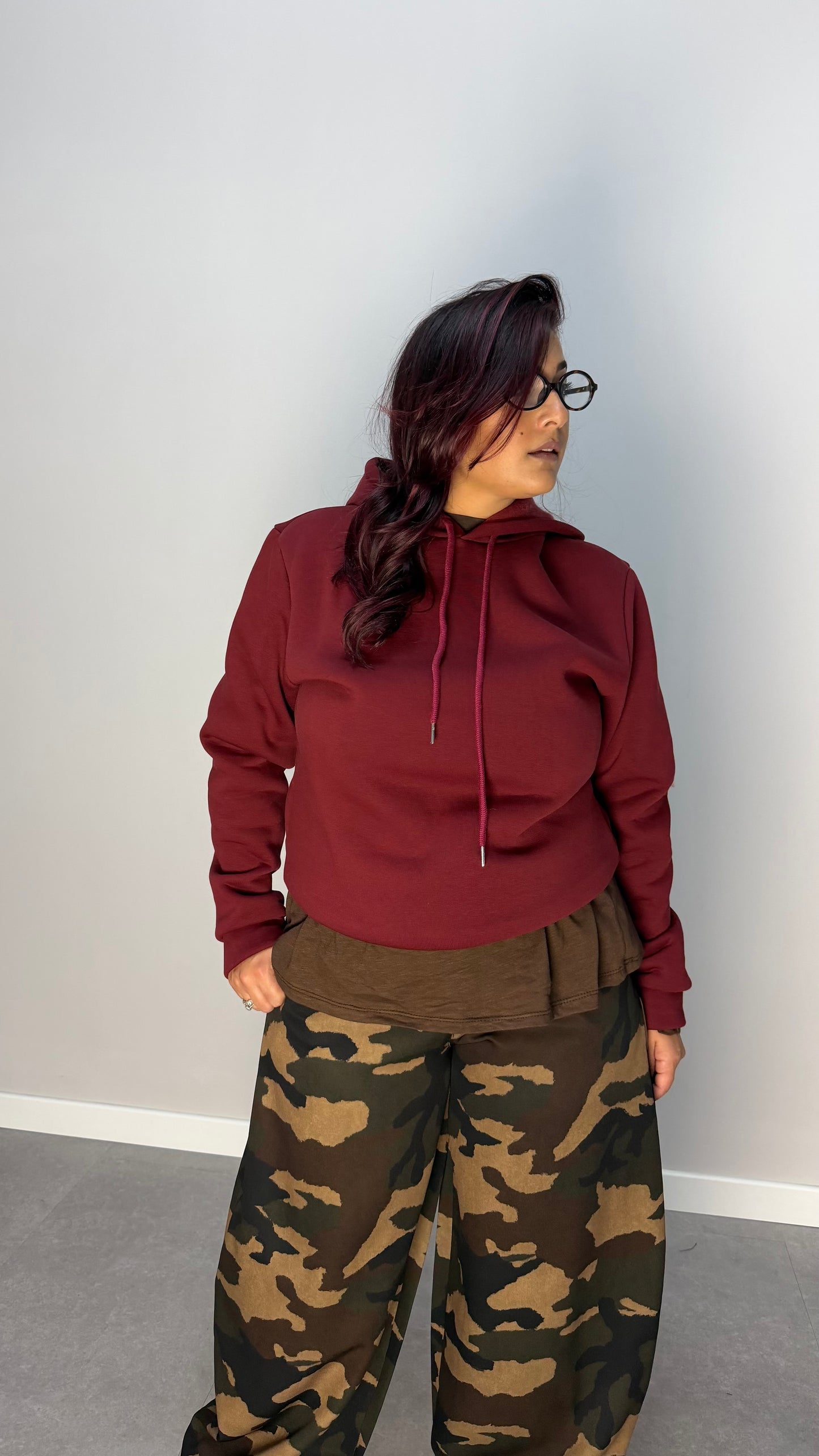 Felpa warmly Bordeaux Felpata con cappuccio FD38061