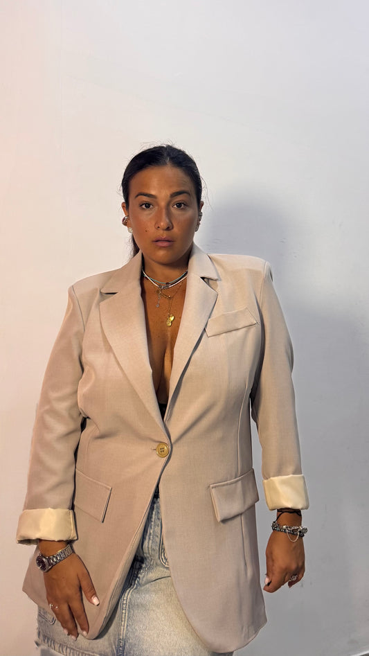 Giacca monopetto beige M11035