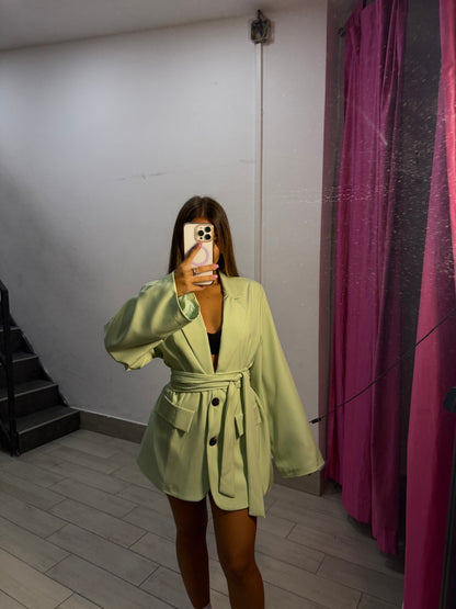 giacca con cintura verde pastello 3871