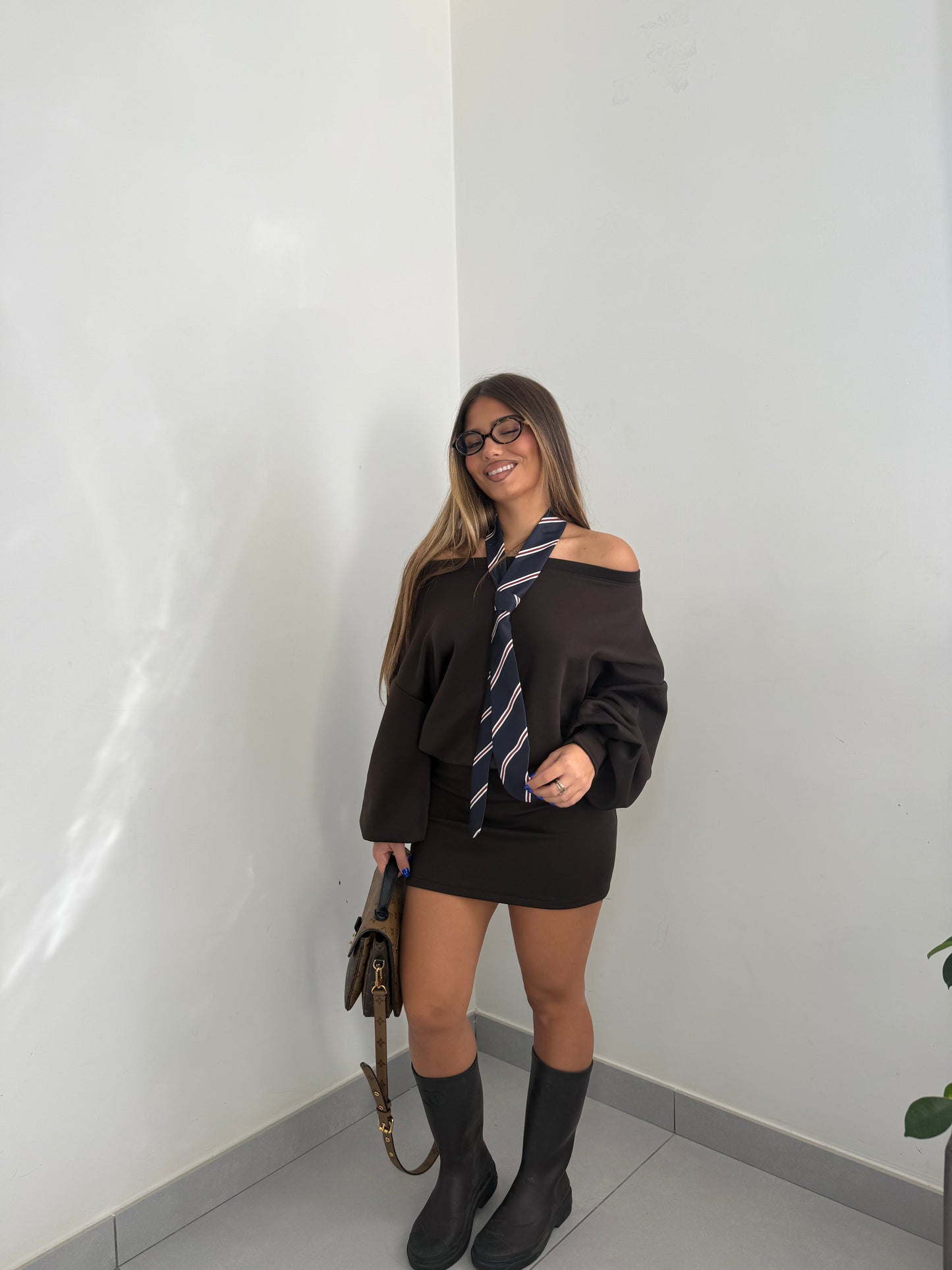 Dress Blend con cravatta Marrone 97037