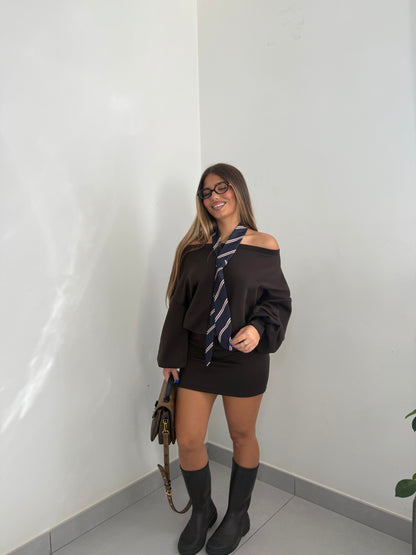 Dress Blend con cravatta Marrone 97037