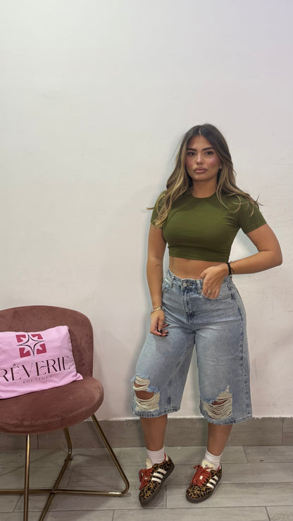 T-Shirt Crop Verde By Lumina LC240001