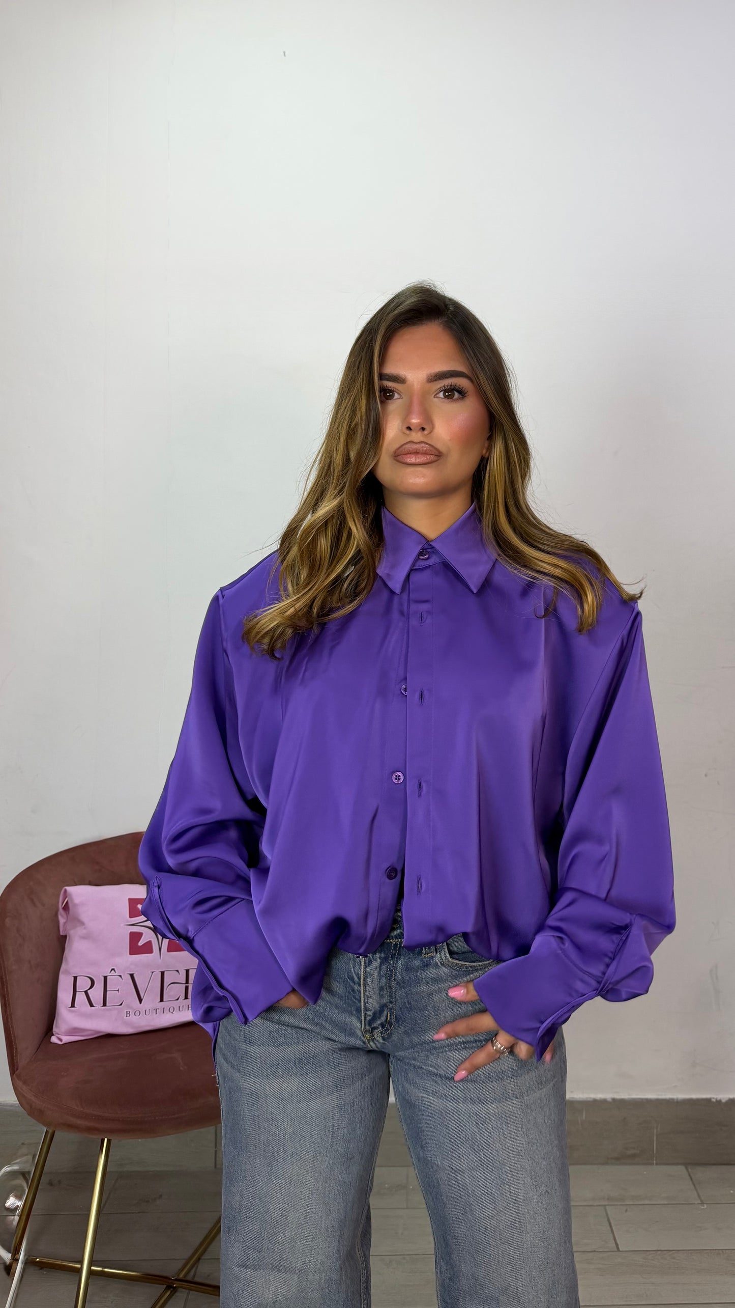 Camicia Vogue Viola in raso con spalline by Justwest 1912