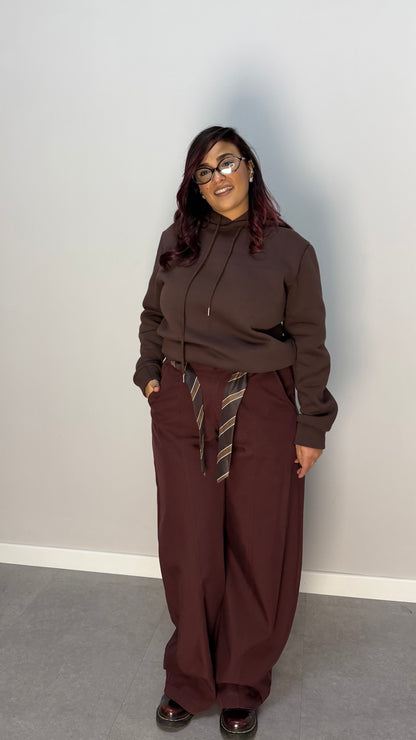 Pantalone Smoking Prugna con Cravatta 98072P