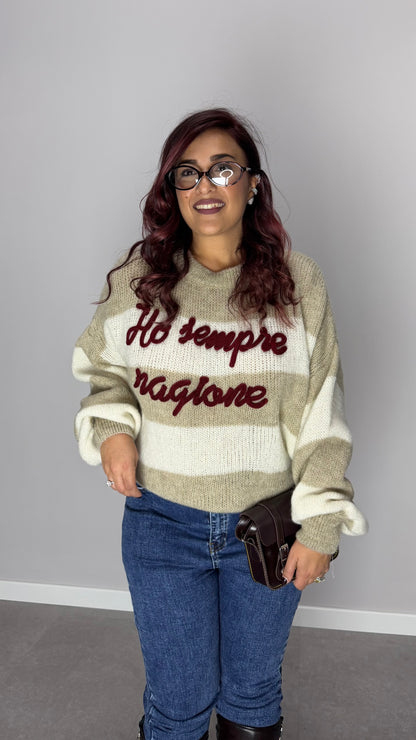 Maglioncino Ho sempre ragione Beige Ds3130