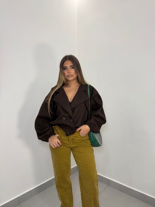 Giacca Spencer Crop Marrone NF9248