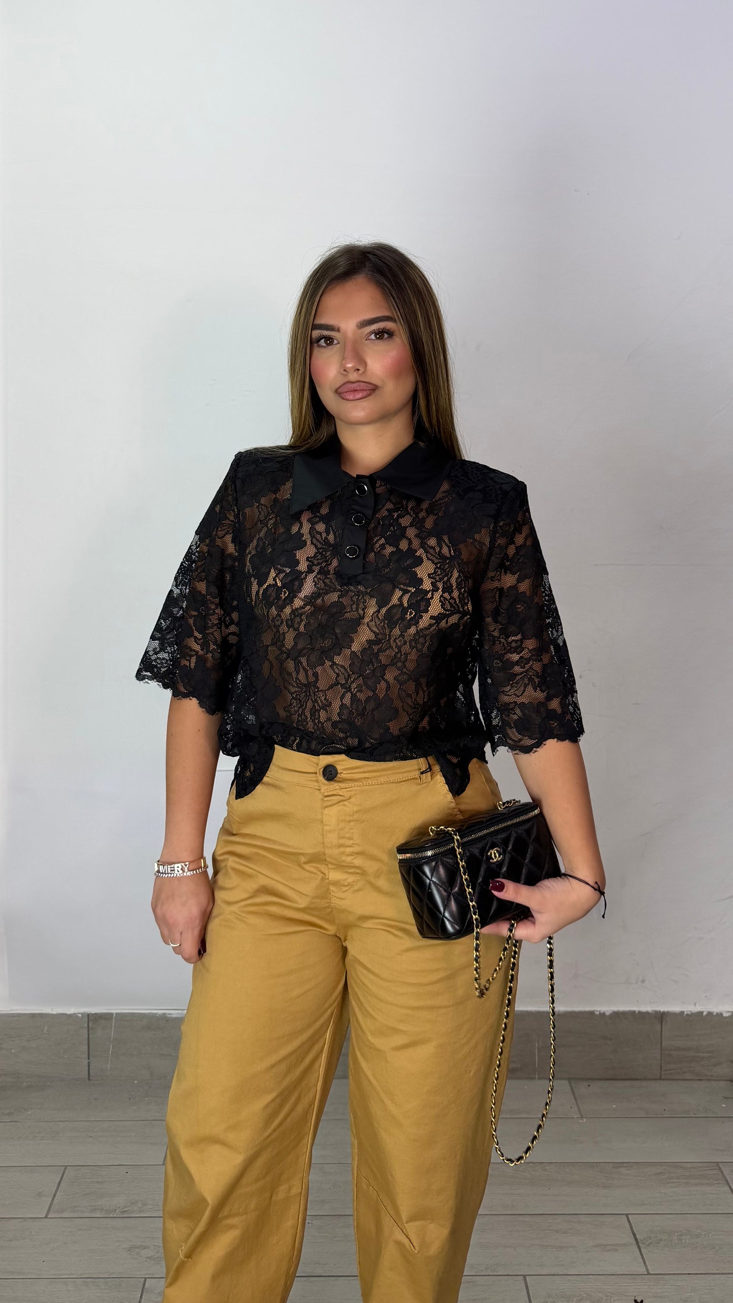 Maglia Polo Marta Nera con spalline 19372