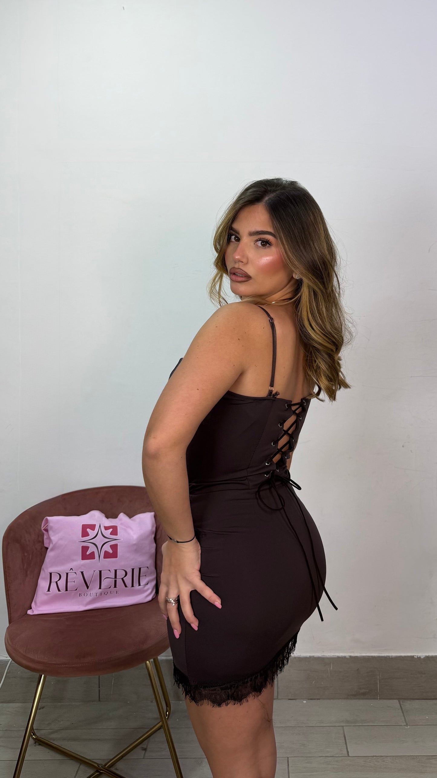 Dress Zahra Marrone in Lycra 1967