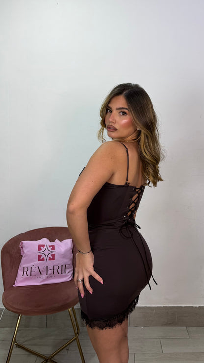 Dress Zahra Marrone in Lycra 1967
