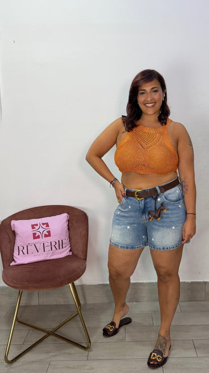 Pantaloncino Fiore in Denim V5088