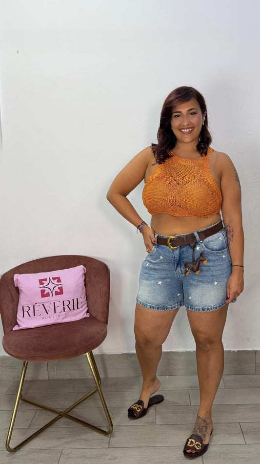 Pantaloncino Fiore in Denim V5088