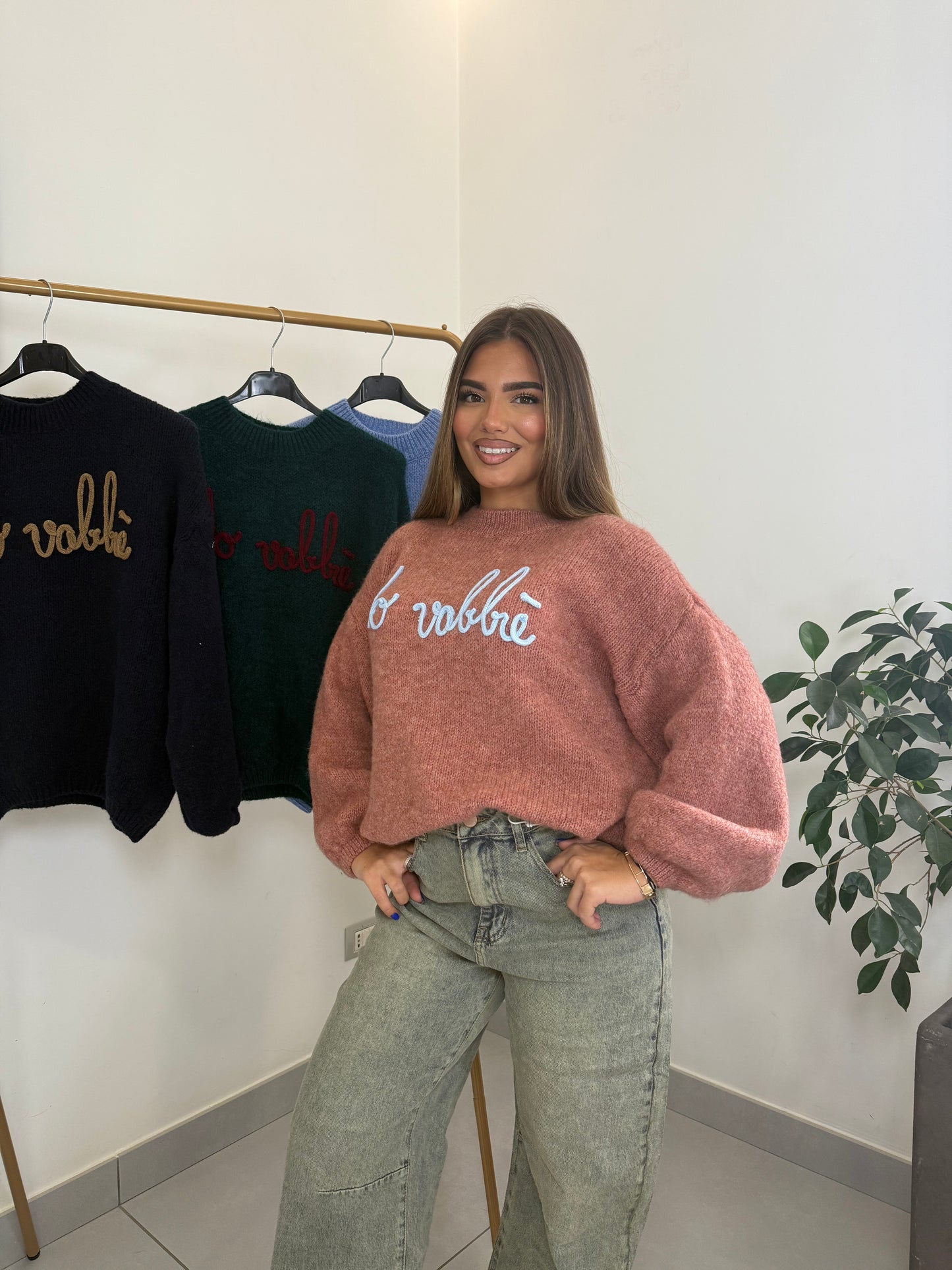 Maglioncino no vabbè rosa 2702