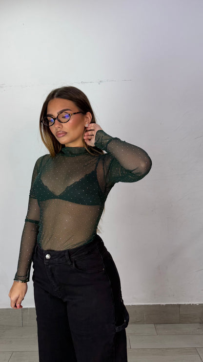 Body Filmy Con strass Verde BFS4