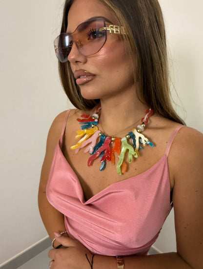 collana coral multicolore