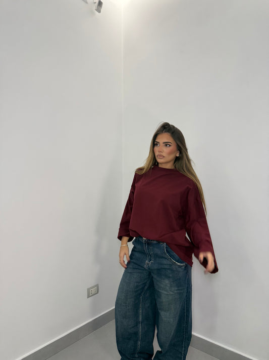 T-Shirt Silhouette con spalline bordeaux TS44