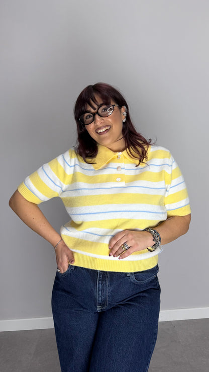 Maglia Lavy a Polo in Lana giallo L8095