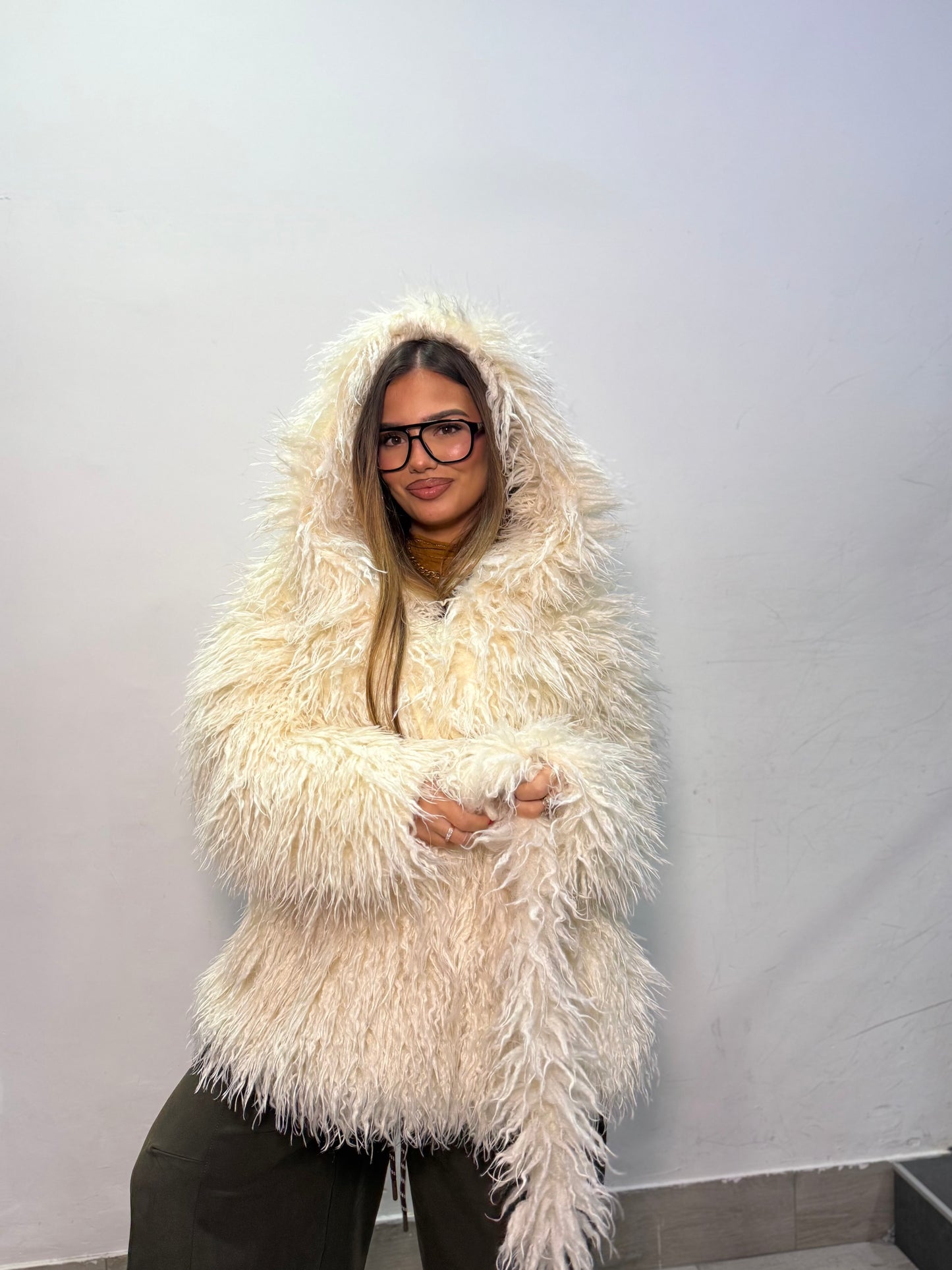 Ecofur Mongolia con cintura Bianca JP-8201