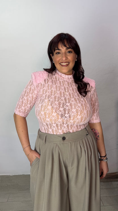 Body Peonia con spalline Rosa mezza manica 16621