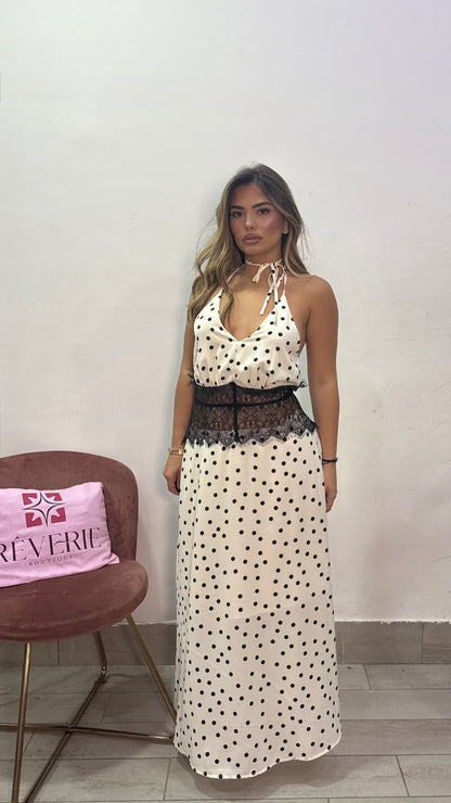 Dress Love in Dots in raso con merletto LY203