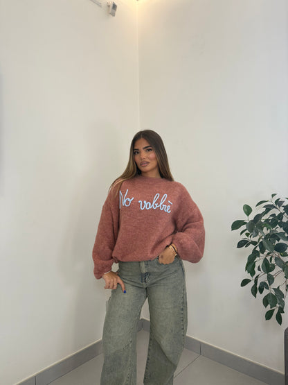 Maglioncino no vabbè rosa 2702