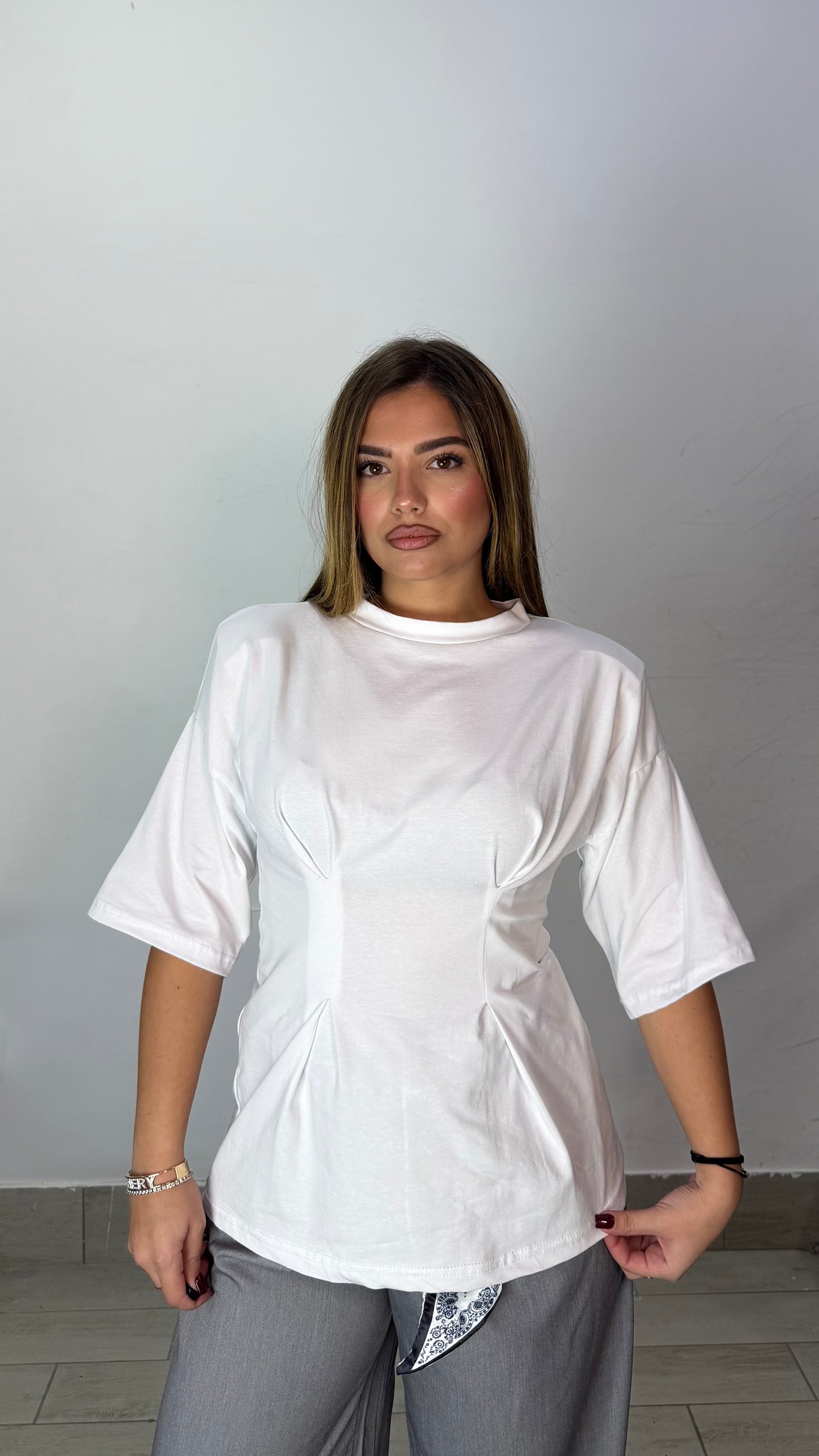 Maglia Bustier Bianca mezza manica FO4